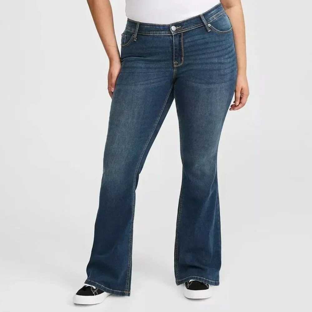 Torrid Luxe Slim Boot Cut Jeans Womens 12 Short Blue Dark Wash Super Stretch NEW